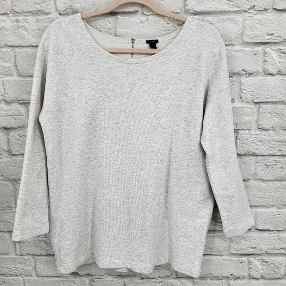 J Crew Sweatshirt Tunic Gray Back Zip Small - Picture 1 of 12